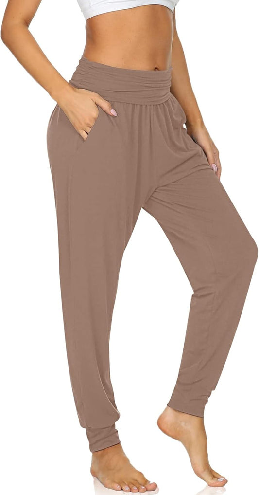 Women’s Cozy High-Waisted Yoga Joggers - Soft Lounge Sweatpants with Pockets