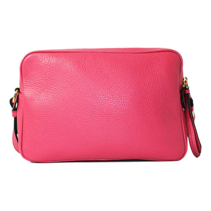 New  Peonia Pink Vitello Phenix Leather Double Zip Crossbody 1BH079