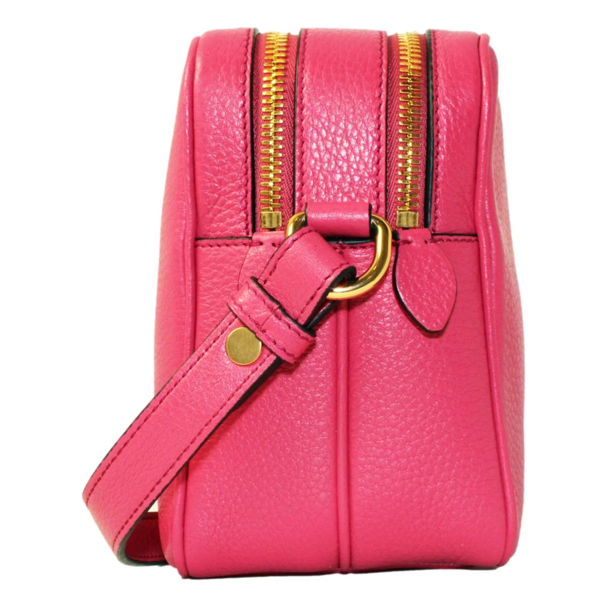 New  Peonia Pink Vitello Phenix Leather Double Zip Crossbody 1BH079