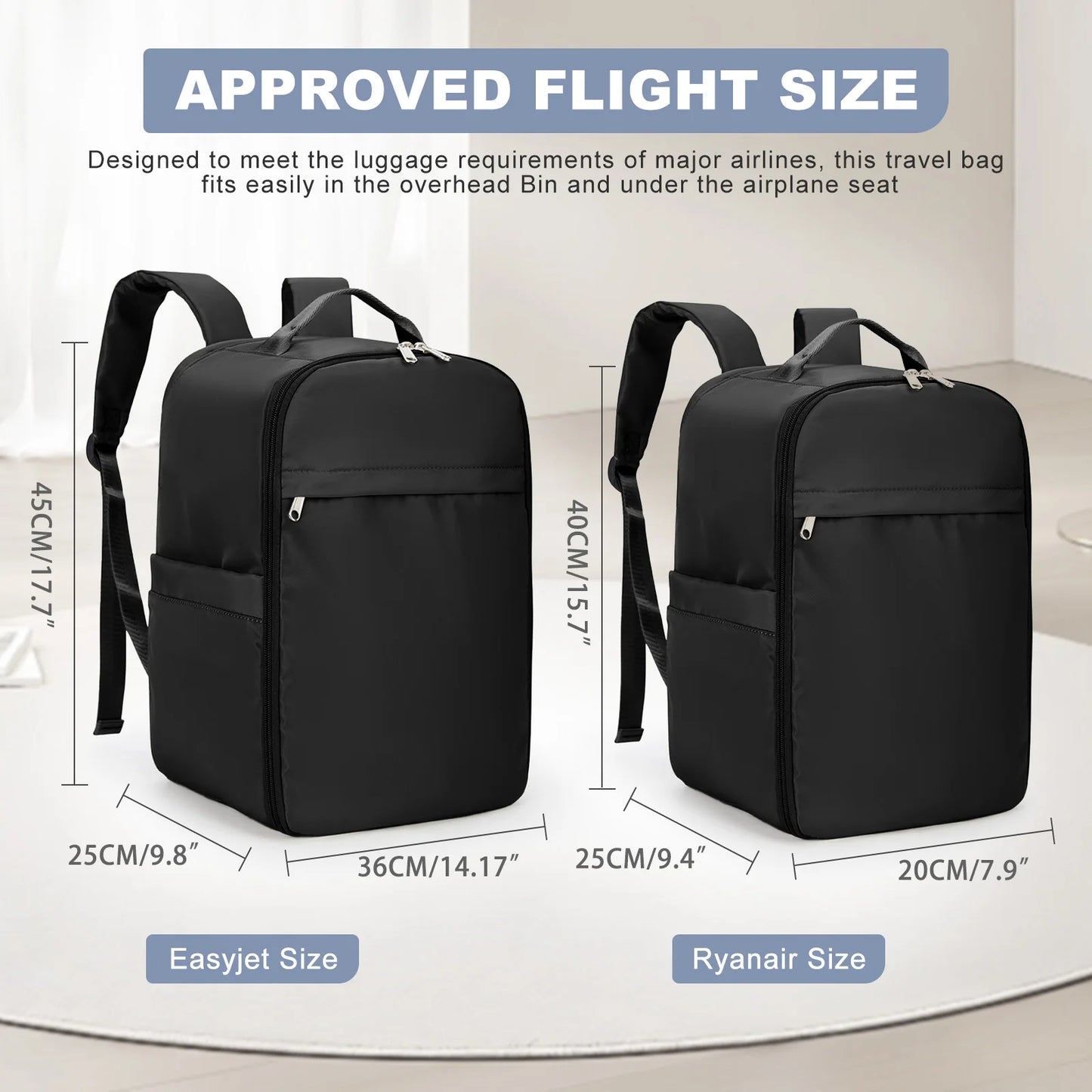 Compact Travel Backpack - 40x20x25 cm for Ryanair, 45x36x20 cm for EasyJet - Cabin Approved Hand Luggage, Laptop Backpack