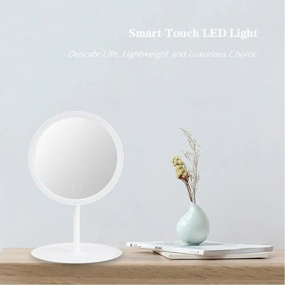 LED Makeup Mirror with Light – White Daylight Vanity Mirror with Detachable Storage Base, 3 Lighting Modes, USB Rechargeable