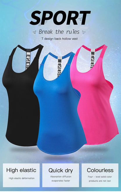 Women’s Black Sleeveless Yoga Top – Backless Fitness Shirt for Gym & Running