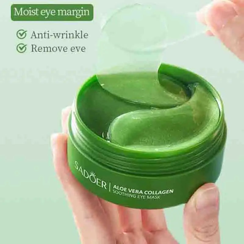 60pcs Aloe Vera Collagen Eye Mask – Anti-Dark Circles & Eye Bag Removal, Moisturizing & Firming Eye Patches