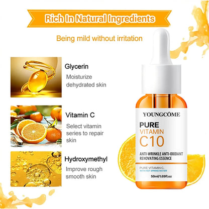 Vitamin C Brightening Facial Serum with Hyaluronic Acid – Anti-Aging, Moisturizing, and Skin Repair