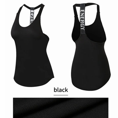 Women’s Black Sleeveless Yoga Top – Backless Fitness Shirt for Gym & Running