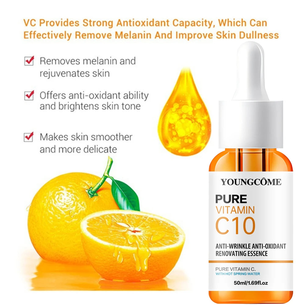 Vitamin C Brightening Facial Serum with Hyaluronic Acid – Anti-Aging, Moisturizing, and Skin Repair