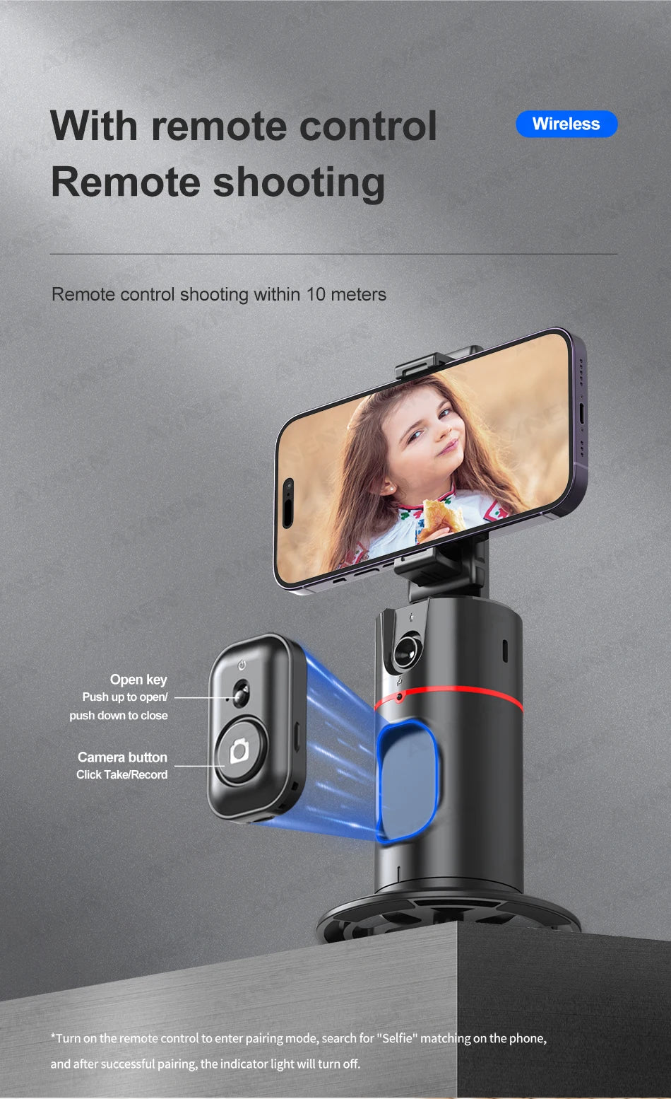 Auto Face Tracking Tripod 360° Rotation Gimbal with Remote