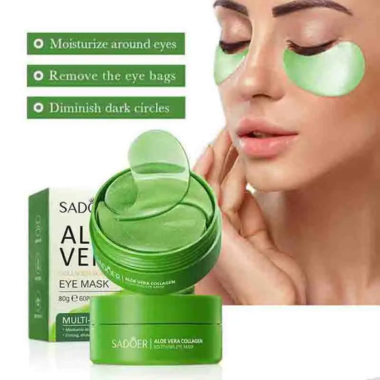 60pcs Aloe Vera Collagen Eye Mask – Anti-Dark Circles & Eye Bag Removal, Moisturizing & Firming Eye Patches