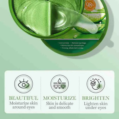 60pcs Aloe Vera Collagen Eye Mask – Anti-Dark Circles & Eye Bag Removal, Moisturizing & Firming Eye Patches