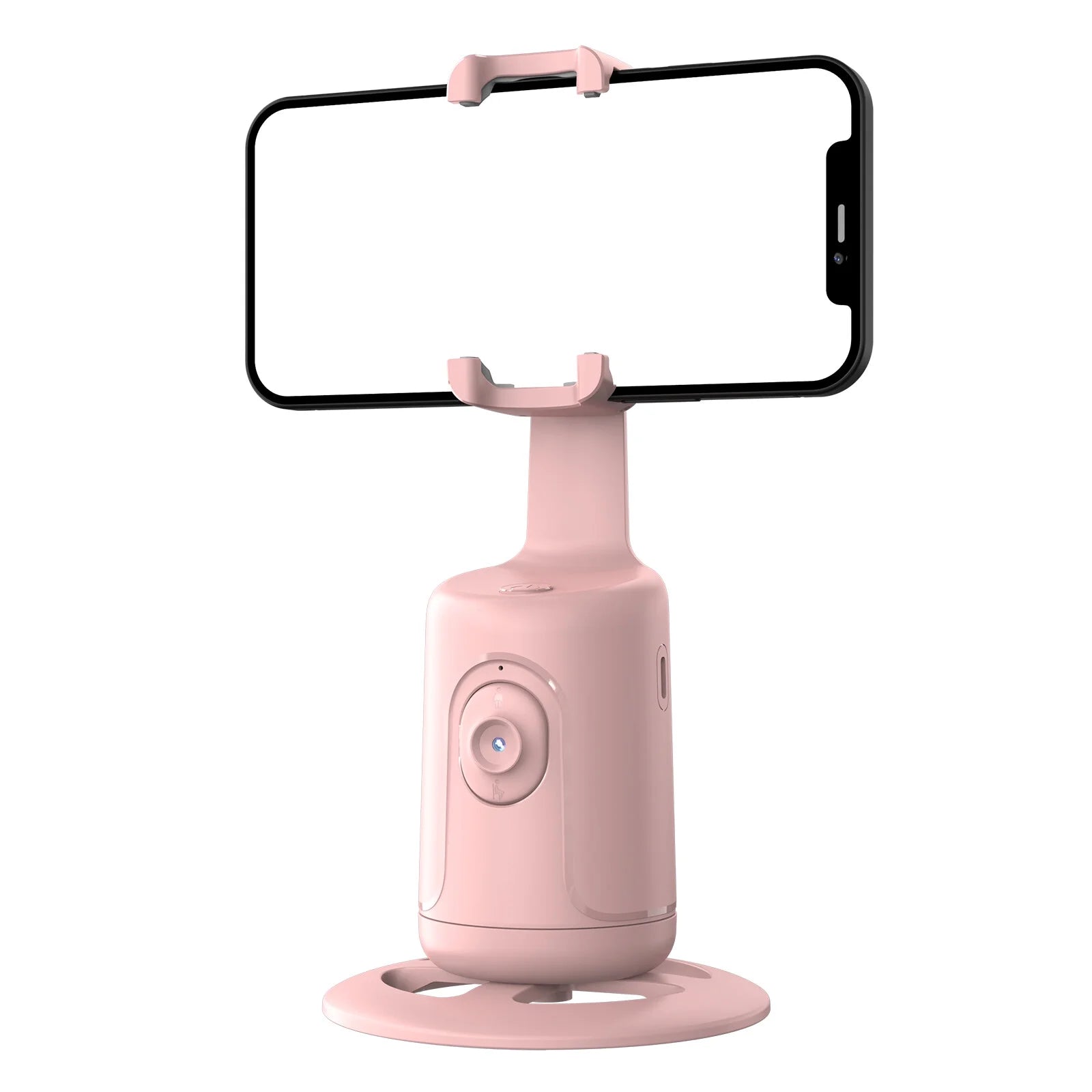 Auto Face Tracking Tripod, 360 Rotation Face Body Phone Camera Mount Smart Shooting Phone Tracking Holder for Live Vlog Streaming Video, Pink